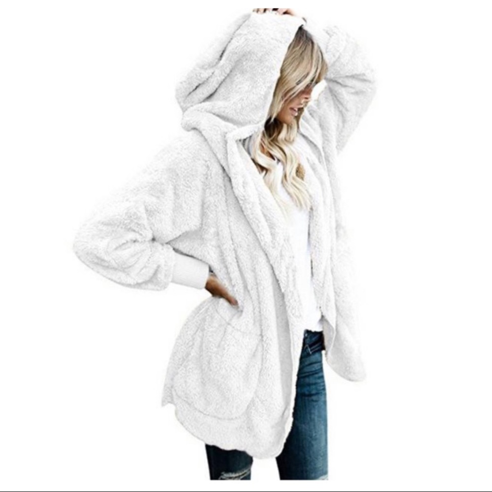 Sherpa soft hooded jacket with pockets - Picture 3 of 6